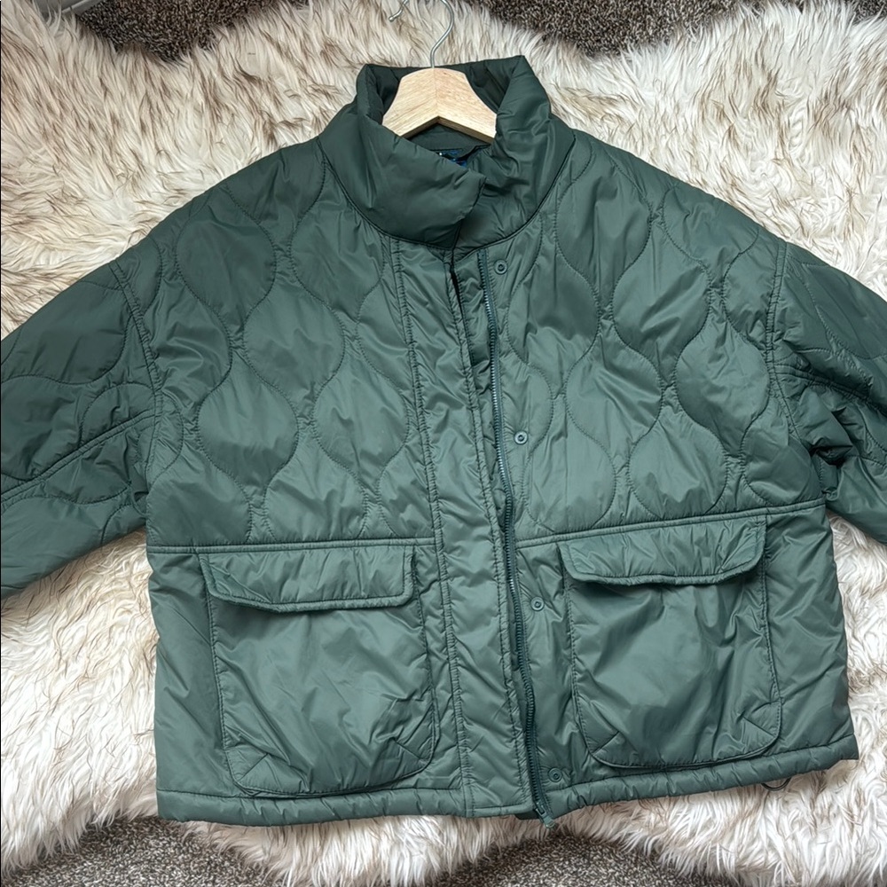 Women's Packable Green Quilted Jacket
